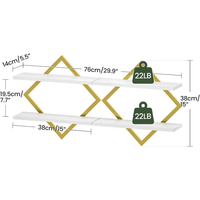 Набір плаваючих полиць Wandregal ER-Set (2 шт.) коричнево-чорного кольору для вітальні, спальні, кухні, офісу в стилі рустик DTBJ01PBF
