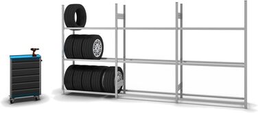 Регулятор для шин PROREGAL | Базовий стелаж | 200x100x40 см | 3 полиці | Максимальне навантаження 150 кг | Оцинкований | Стійка для шин у гараж | Базовий стелаж 200x130x40 см