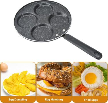 Сковорода для яєць з 4 отворами, кругла / у формі серця, сковорода для варіння яєць, сковорода з антипригарним покриттям для омлету, млинців ,плетених млинців (4 круглих ложечки