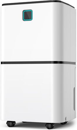 Електричний осушувач повітря 12л/24г з сенсорним керуванням, 3-кольоровим дисплеєм та таймером, для дому та швидкого сушіння білизни, ванної кімнати, підвалу, білий