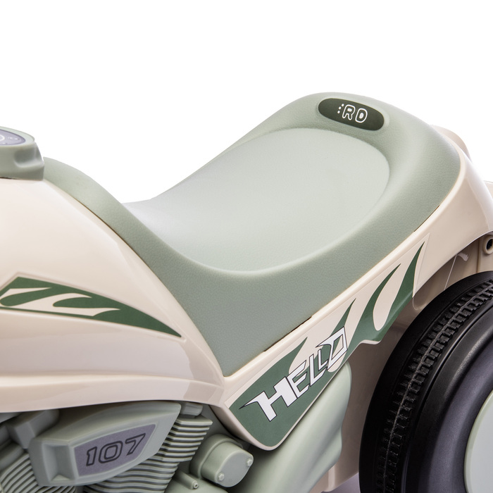 Дитячий каталок-ровер, дизайн мотоцикла, з музикою та мильними бульбашками, для дітей 2-5 років, кремово-білий