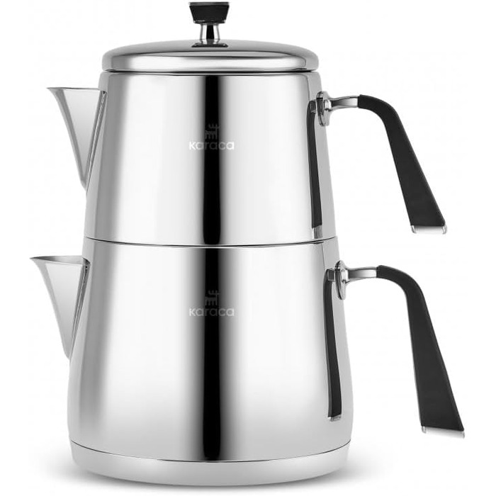 Набір для заварювання чаю Karaca New Mira: турка, чайник 1л, чайник 2л з нержавіючої сталі, сумісний з індукцією, миється в посудомийній машині