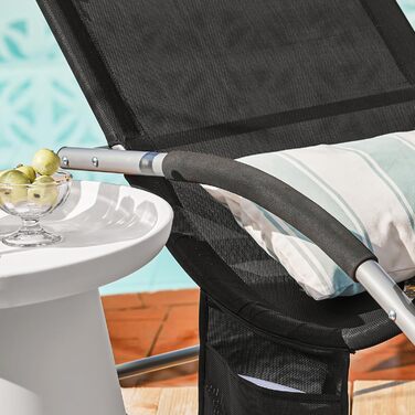 Шезлонг SoBuy для 2 осіб, чорний, для саду, тераси, балкону, кемпінгу, до 150 кг, з підголовником, стійкий до погодних умов