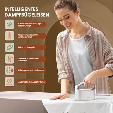 Праска для одягу Newbealer: компактна туристична праска, 1200W, 3 режими, швидкий нагрів 45с, зелено-золота