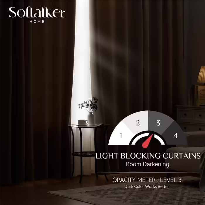 Бежеві термоштори Softalker з крюшельною стрічкою, затемнюючі, 2 шт. 260x140 см, щільні гардини для дитячої кімнати, для рейкової системи