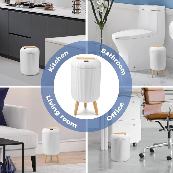 Автоматичний смітник з датчиком руху, 10 літрів, безконтактний, для кухні, ванної кімнати, офісу (білий)