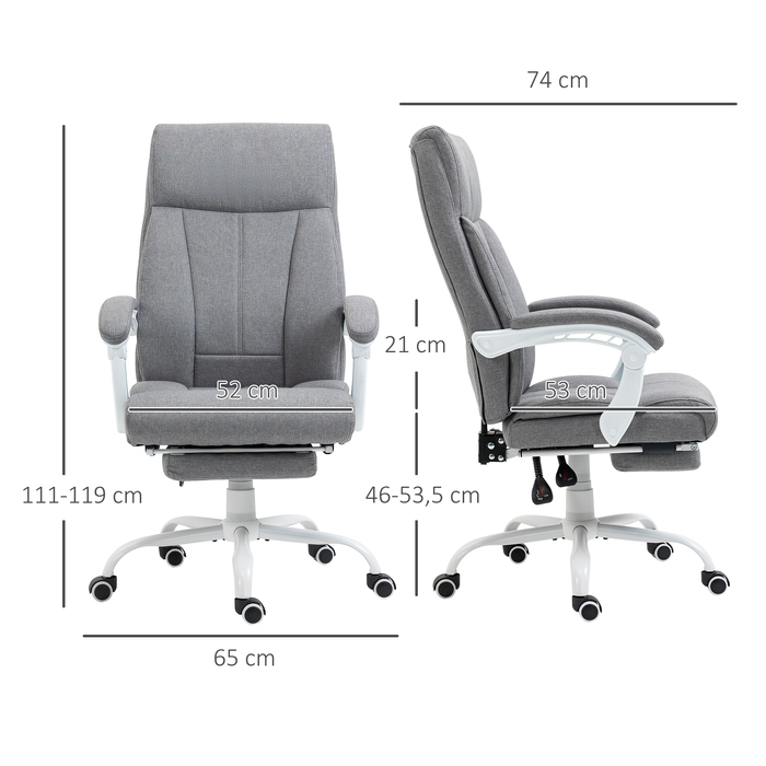 Ергономічне письмове крісло HOMCOM Office Chair з регульованою спинкою на 155° і функцією відкидання, регулюється по висоті для комфорту