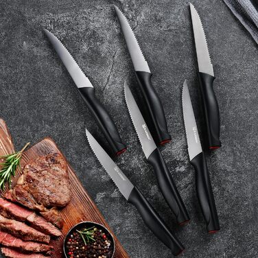 Набір кухонних ножів Katisun 16 шт. з підставкою, японська сталь, з заточувачем, дощечкою та ножицями. Кухонний набір для нарізання, шинкування та різання, стійкий до миття в посудомийній машині, титанове покриття