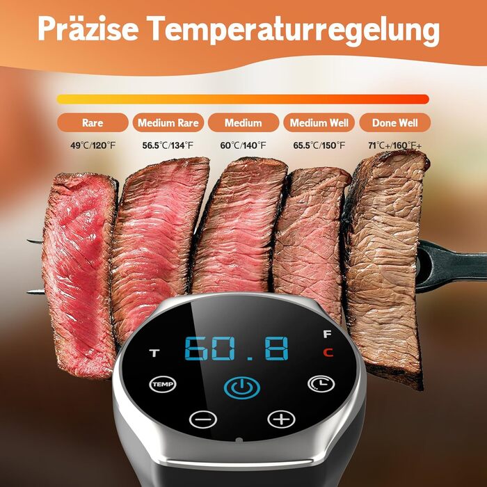 Су-від кухонний прилад Karinear | Су-від стік | APP-керування, Wi-Fi 2.4G | 1400W | 10-90°C, 1-99 хв. | 360° циркуляція