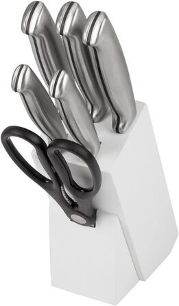 Набір ножів Messerblock з 7 предметів | Набір ножів для кухні з кухонними ножами та ножицями | Набір ножів з нержавіючої сталі C-MBS 4018 білий