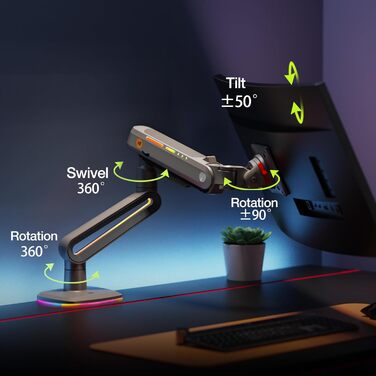 Кріплення для монітора NB Ergonomic RGB, сумісне з моніторами 32-60 дюймів, вантажопідйомність до 20 кг, чорний