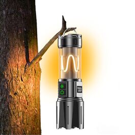 Потужний тактичний ліхтар Relybo LED, 1 000 000 Люмен, акумуляторний, з USB-зарядкою та плавним регулюванням яскравості, для кемпінгу та екстрених ситуацій (Чорний глянець)