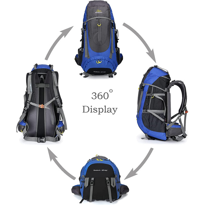 Похідний рюкзак Doshwin 70L, похідний рюкзак, дорожній рюкзак, похідний рюкзак, великий рюкзак для жінок і чоловіків (синій)