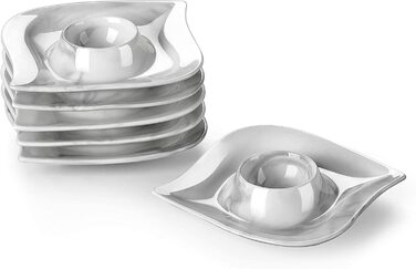 МАЛАКАСА, серія Ельвіра, 60 шт. Мармуровий порцеляновий набір посуду комбінований Сервіз столовий сервіз з чашками, блюдцями, десертними тарілками, суповими тарілками і плоскими тарілками на 12 персон (чашка для яєць на 6 чайних ложок)