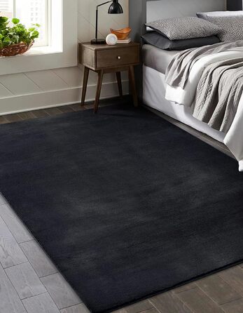 Хутряний килимок Mia's Luna, затишний та елегантний, миється, підходить для теплої підлоги, сертифікований Oeko-Tex (160x220см, чорний)