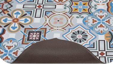 Кухонний килимок andiamo для передпокою, миється, нековзний, ПВХ, з захистом від забруднень, плитка і прикраси, кухонний килимок в східному стилі, колір розмір (120 х 170 см, синьо-сірий)