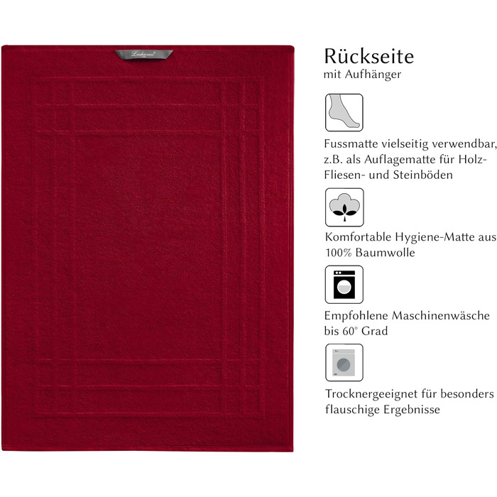 Килимок для ванної Lashuma Linz 50x70 см, Ruby Red