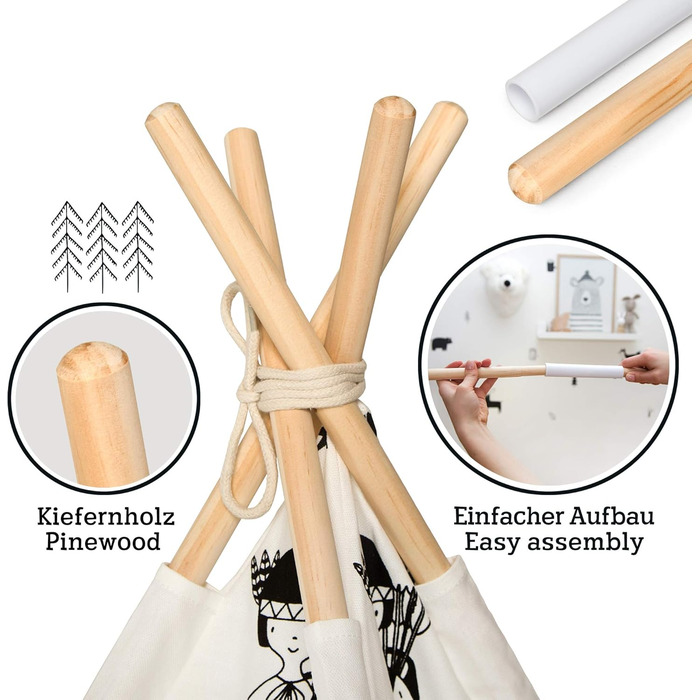 Дитяче ігрове намет Hakuna Matte Tipi з килимком, спіймачем снів та сумкою – стильний дизайн, 100% бавовна, сертифікат EN71