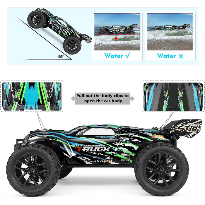 Радіокерований позашляховик HBX 1:18 4WD 36+ км/год Monster Truck RC Truggy Водонепроникний RTR