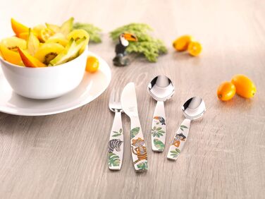 Дитячий набір столових приборів ZWILLING Dschungel, 4 шт., з зображеннями тварин, нержавіюча сталь 18/10, без пластику