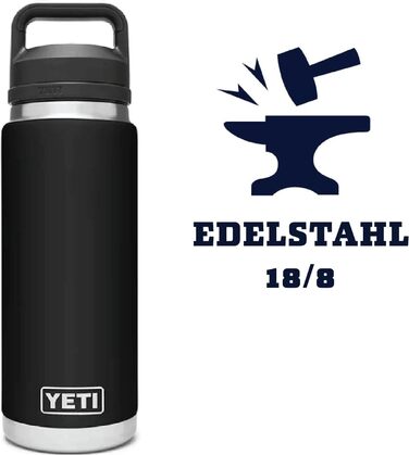 Пляшка YETI Rambler із кришкою Chug Cap, чорна, 26 унцій (760 мл)