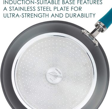 Набір кухонного посуду Rachael Ray, 11 предметів, з нержавіючої сталі, з антипригарним покриттям, сірий з блакитно-зеленими ручками