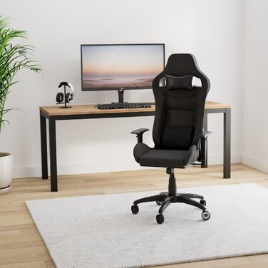 Ігрове крісло Corsair T3 RUSH Fabric (2023) – Стиль автоспорту, тканинне покриття, подушки для шиї та спини
