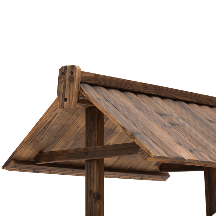 Ексклюзивний фонтан для саду, декоративний фонтан, каскадний фонтан, регульований водоспад, виготовлений з масивного дерева, колір - коричневий, розміри: 68 x 57 x 118 см