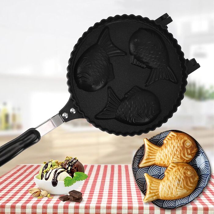 Вафельниця для випікання у формі риби, антипригарне покриття, алюміній, 42x19.5x14 см