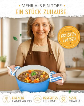 Форма для випікання хліба з чавуну з кришкою Krustenzauber - 28 см, 4.7л, блакитна
