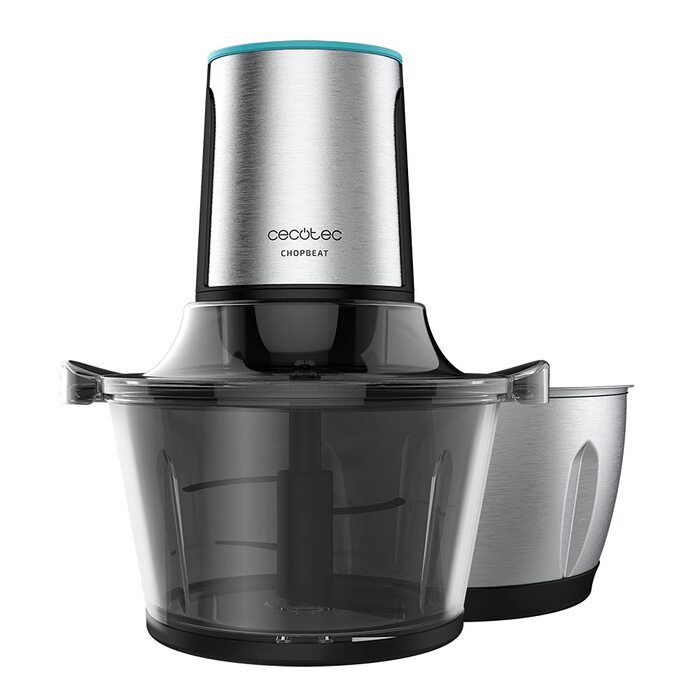 Подрібнювач Cecotec ChopBeat 2000 500W зі скляною чашею, 4 леза з нержавіючої сталі, 2 швидкості, миття в посудомийній машині