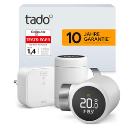 tado Smartes Heizkörperthermostat X – Стартовий набір з мостом X, керування опаленням через додаток та голосових помічників (Alexa, Siri, Google Assistant), енергозбереження, DIY встановлення. Набір: 2 термостати на радіатор