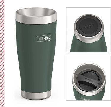 Термос ICON MUG 0,47л, бежево-пісочний матовий, термокружка 470мл, сталевий термос для кави з собою, ізотермос, 7 год гаряче / 22 год холодне, придатний для миття в посудомийній машині, абсолютно герметичний, без BPA (470 мл, Сірий / Forest Mat)