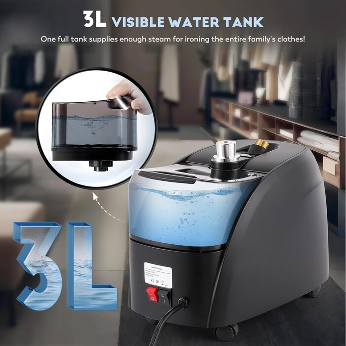 Вертикальний парогенератор CGOLDENWALL 2000W з ємністю 3.2L, швидкий нагрів за 45с, 2 режими прасування для всіх тканин, з аксесуарами та регулюванням висоти