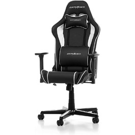 Ігрове крісло DXRacer Prince P08, шкірозамінник, чорно-біле, до 185 см