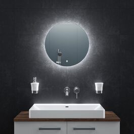 Дзеркало для ванної кімнати BR Bringer LED Round 80см з підсвічуванням, антизапарюванням, димуванням, 3 кольори світла, сенсорне управління та функція пам'яті (BRRS201)