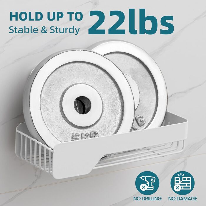 Корзина для душу TAILI з кріпленням на присоску, нержавіюча сталь, без свердління, чорна, 2 шт. (3 x білий)