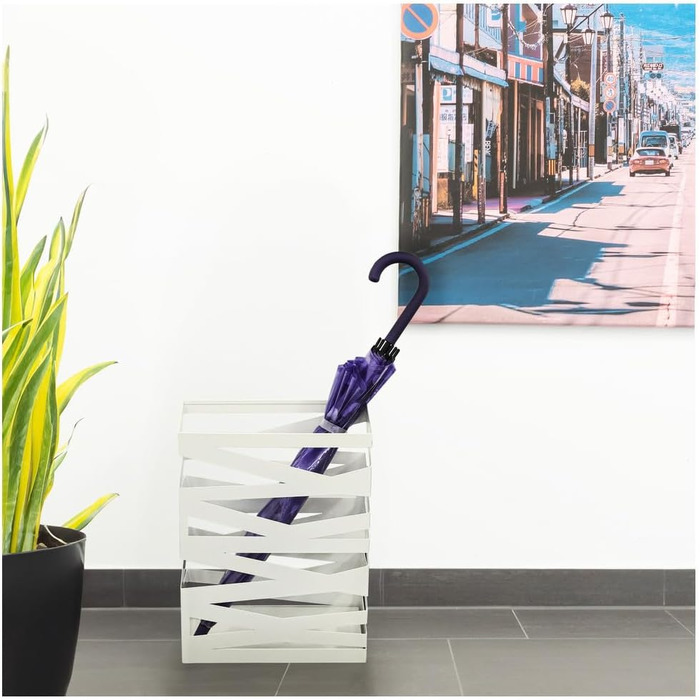 Підставка для парасоль підставка 'Maxi' з металу з піддоном для збору води та гачками - Економія місця 34x14x46 см - Елегантний чорний колір - Ідеальна для декорування входу та коридору