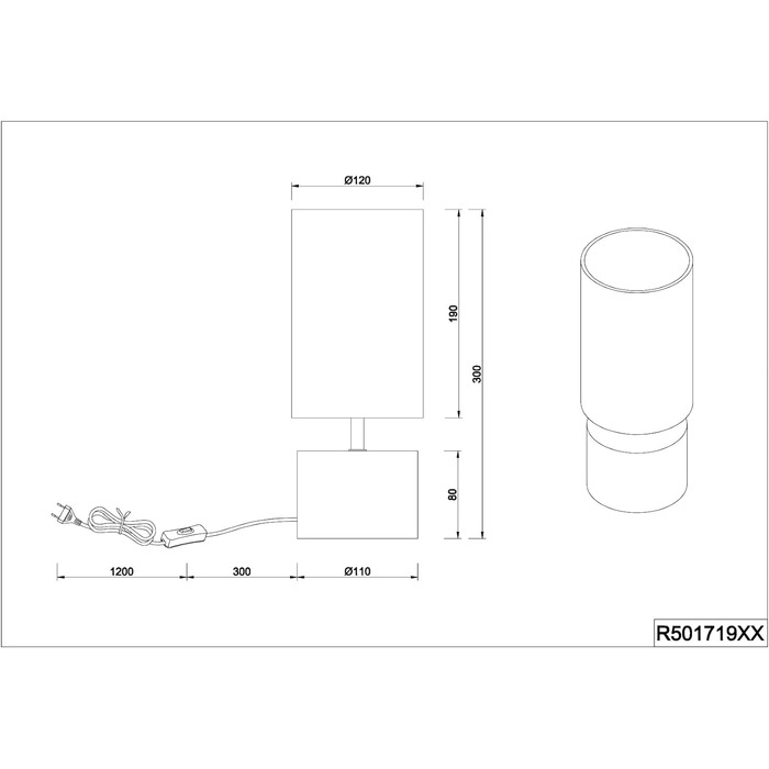 Реальність Leuchten Woody R50181030 вкл. E27 колір дерева, 30см х 12см (плафон чорний, діаметр 12см, настільна лампа)