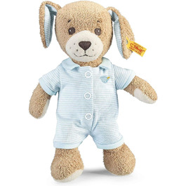 Песик Steiff на добраніч - 28 см - плюшевий песик з розчепіреними вушками - м'яка іграшка для немовлят - м'який і миється - бежевий / синій (239687), середній одномісний