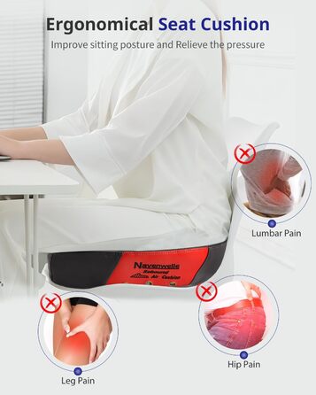 Велике сидіння з піною з пам'яті, ергономічна подушка для офісного крісла для полегшення тиску, подушка для полегшення болю в ішіасі з протиковзкими гумовими точками, дихаюча подушка для ігрового крісла (чорний)