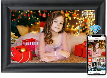 Цифровий фоторамка Frameo WLAN, 10.1 дюйми, LCD сенсорний екран 1280x800, 32GB, автоматичне обертання, підключення Wi-Fi, сумісний з додатком Frameo