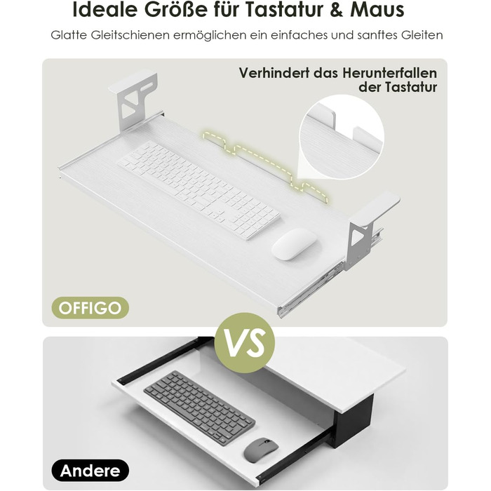 Електричний регульований стіл OffiGo 100x50 см з підставкою для клавіатури, 3 функції пам'яті, білий | Стіл для роботи та навчання