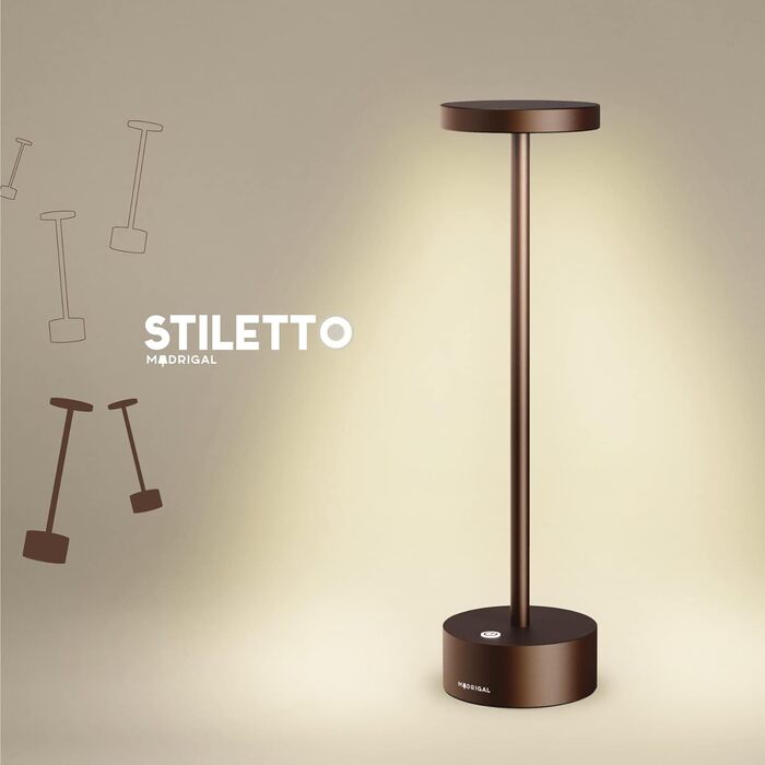 LED-настільна лампа Neu Stiletto IP54 - USB-C, бездротова, регульоване світло, для дому та ресторану (Бронзовий оксид)