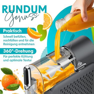 Машина для приготування сляш KESSER® - сляш-мейкер 2л - для сляш, коктейлів, фраппе, молочних коктейлів та замороженого соку - 25 хв та 6 програм - 3 стаканчика та книга рецептів в комплекті, антрацит