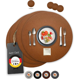 Набори серветок Garnier® з екошкіри, 4 шт. – Миючі, стійкі, з антиковзаючим покриттям – З екологічної переробленої шкіри, Made in Germany (круглі)