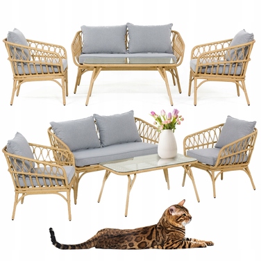 Комплект садових меблів Di Volio Teramo DV-052GF, техноротанг, бежевий, 4 предмети