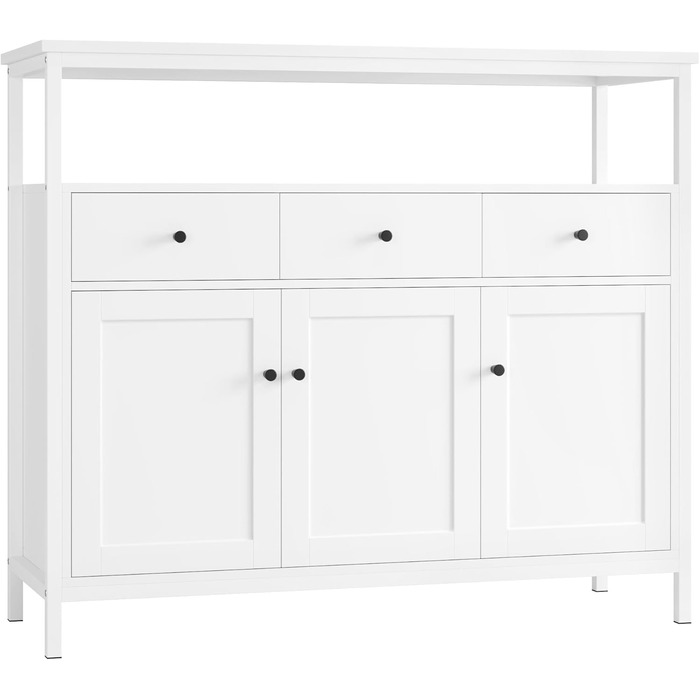 Білий комод-буфет FirFurd з 3 шухлядами та 3 дверцятами для кухні, вітальні, їдальні, 108x38x98,5 см, регульована полиця