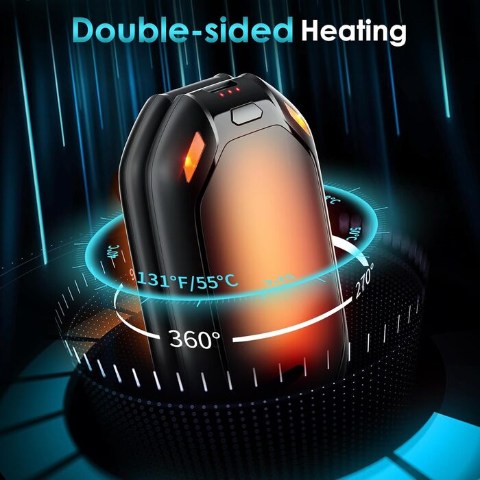 Електричний нагрівач для рук, 2 шт. Перезаряджуваний магнітний кишеньковий нагрівач, ультралегкий та тонкий з великою ємністю 6000 mAh, 3 режими нагріву для чоловіків та жінок, для активного відпочинку, гольфу, кемпінгу, чорний 1