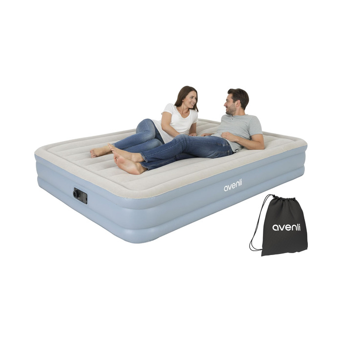 Надувний матрац Avenli для 2 осіб 203x152x33 см з вбудованим насосом - самонадувний, флоксовий, для кемпінгу та дому